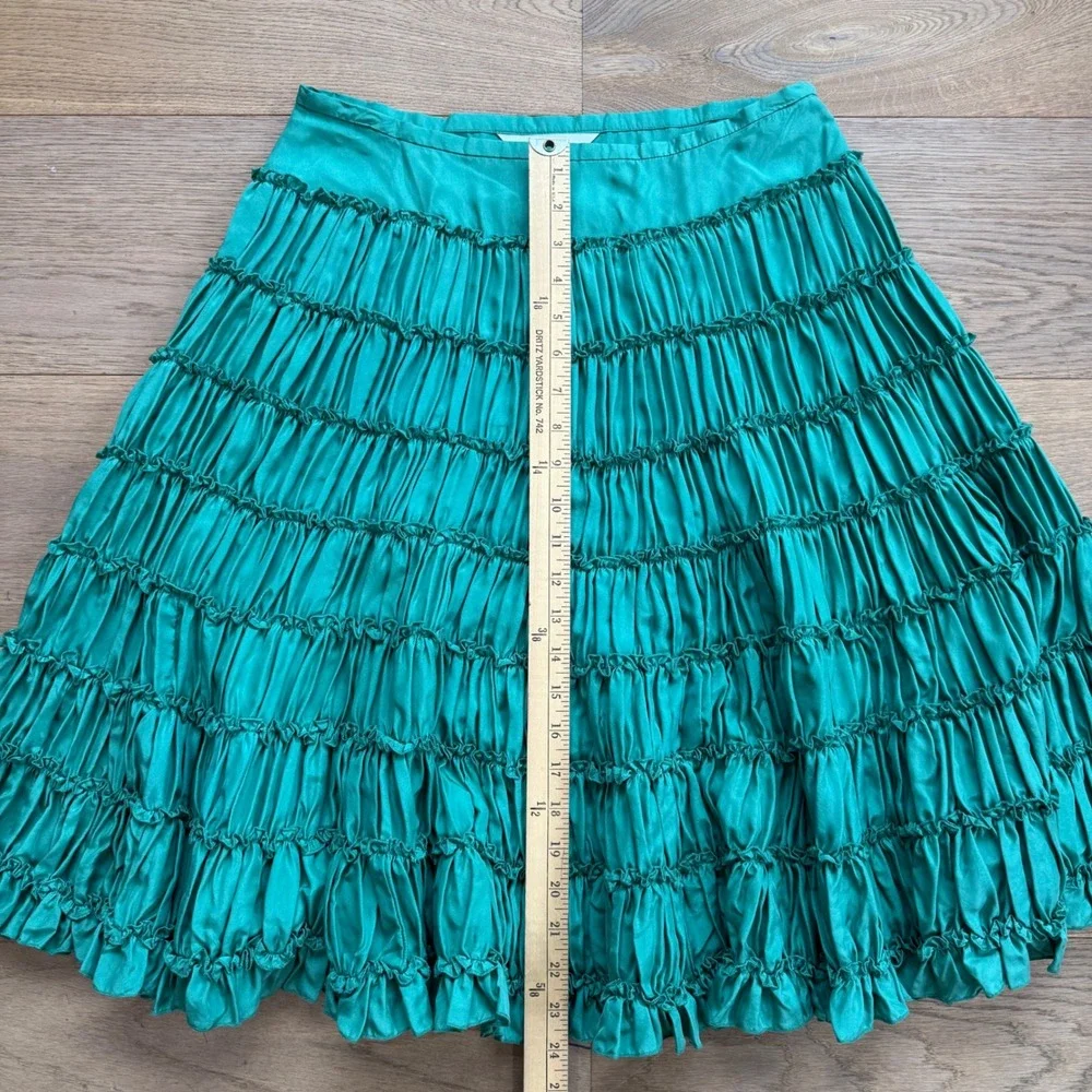 Clio Reversible Silk Quilted Jacket WD·NY Silk Tiered Skirt Set Green‎ PL 6